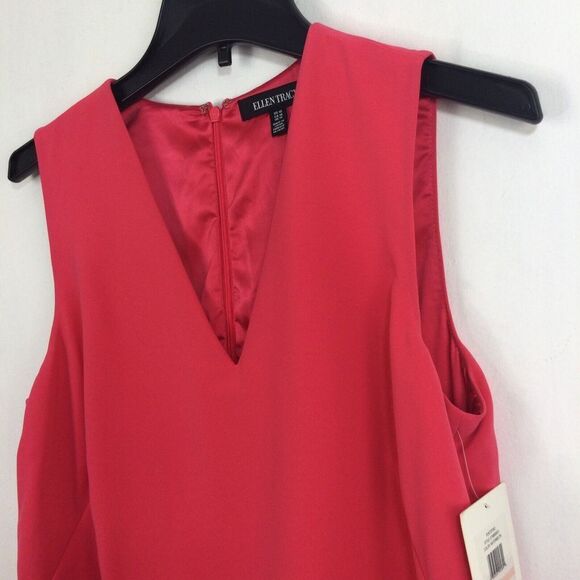 Ellen Tracy Womens Portofino Overlay Sleeveless V-Neck Sheath Dress Watermelon - Picture 2 of 9